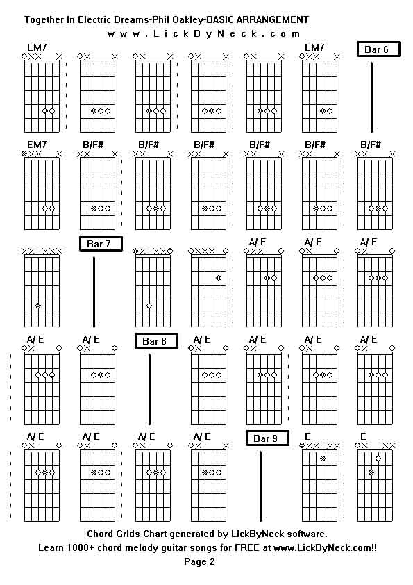 Chord Grids Chart of chord melody fingerstyle guitar song-Together In Electric Dreams-Phil Oakley-BASIC ARRANGEMENT,generated by LickByNeck software.